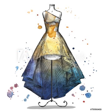Afbeeldingen van Mannequin in a long dress Fashion illustration